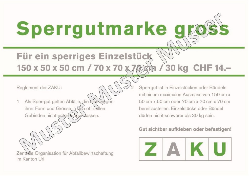Sperrgutmarke gross