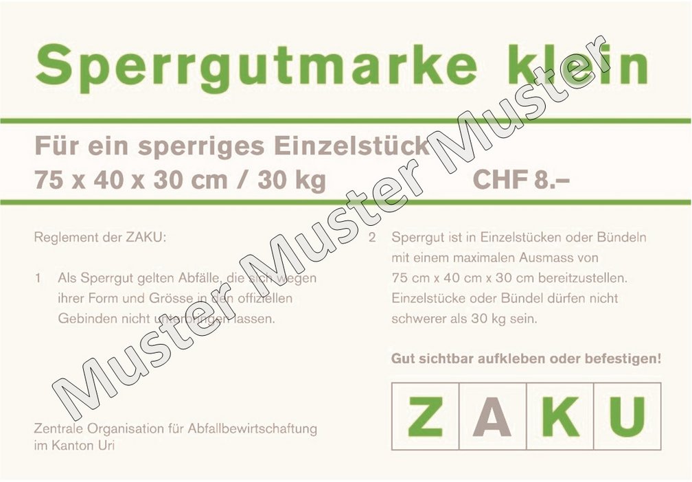 Sperrgutmarke klein